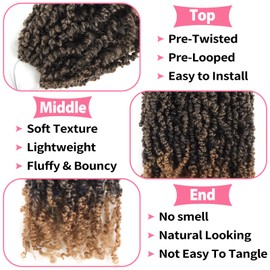 Shoobidoo 9 Packs Yanky Twist Crochet Hair 16 inch Pre-twisted Passion Twist Crochet Hair Micro Spring Twist Crochet Hair Extensions Suitable for black women.