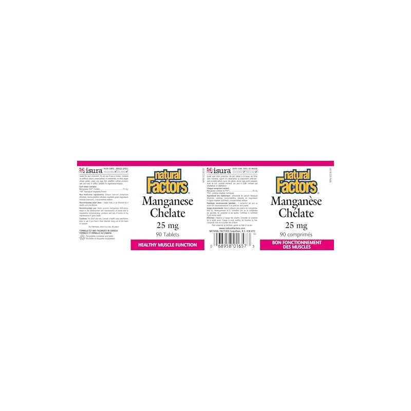 Natural Factors Natural Factors - Manganese Chelate 25mg, 90 Tablets