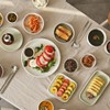 Laciette of 4-person tableware home set (salt beige/herb green), salt