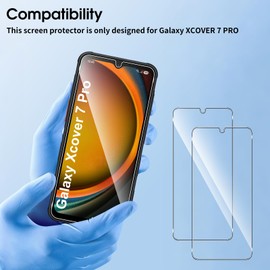 euk 3 Pack Tempered Glass for Galaxy XCover7 Pro Screen Protector Film,High Clarity,Bubble Free,Top 9H+Tempered Glass,HD Clear, Anti-Scratch,Touch Sensitive,Easy Installation