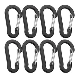 GIBENUO Mini Carabiner Clips Aluminum Lightweight D-Shape Spring Carabine Keychain for Camping, Traveling, Hiking, Outdoor Keychains(8 Pcs Black)