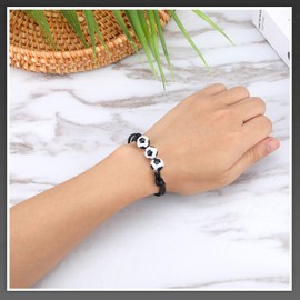 20 Pcs Soccer Charm Bracelets Soccer Party Favors Wristbands Soccer Beads Bracelet Adjustable Inspirational Sports Ball Accessories Bracelet for Adults Team Mardi Gras Birthday Graduation Party Gifts