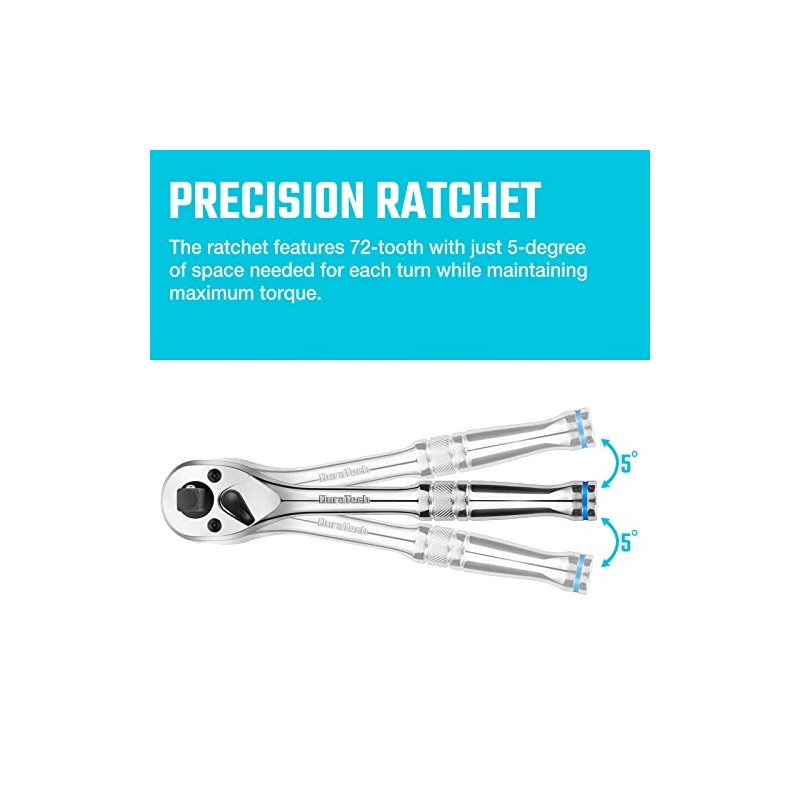 DURATECH 3-IN-1 Ratchet Handle, 1/4 ", 3/8 ", 1/2" Drive