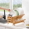 Oyydecor Bamboo Dish Drying Rack with Utensil Holder, 2 Tier