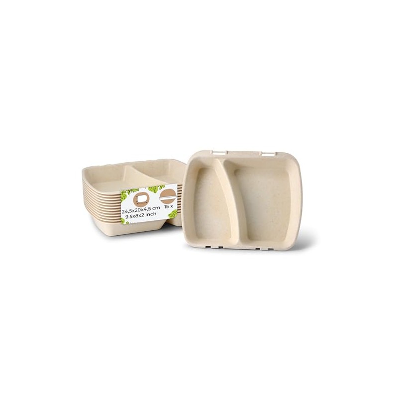 BIOZOYG Reusable Menu Containers with 2 Compartments HP4/2 Pack of
