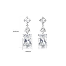 Asscher/Emerald Cut Moissanite Earrings in D-color VVS, 14K Gold Drop and Dangle Earrings for Women, Wonderful Gift for Wedding or Anniversary, 10K White Gold White Gold, Moissanite