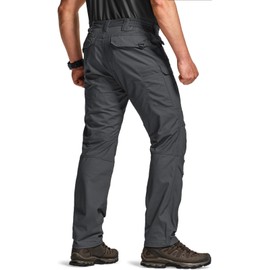 CQR Men's Flex Stretch Tactical Pants, Water Resistant Ripstop Cargo Pants, Lightweight EDC Outdoor Work Hiking Pants, Intense Charcoal, 36W x 30L