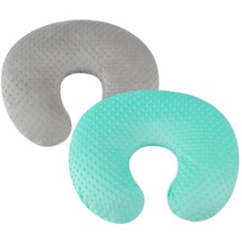 Minky Nursing Pillow Cover Set 2 Pack Nursing Pillow Slipcovers, Ultra Soft Compatible with Boppy Pillow,Standard Pillow for Baby Boy Girl Grey and Green