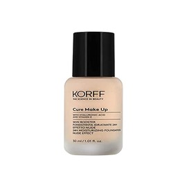 Korff Skin Booster feuchtigkeitsspendende Foundation 24h, Nude-Effekt mit Hyaluronsäure und Vitamin E, dünne und seidige Textur, niedrige Abdeckung, Nude 03, 30 ml