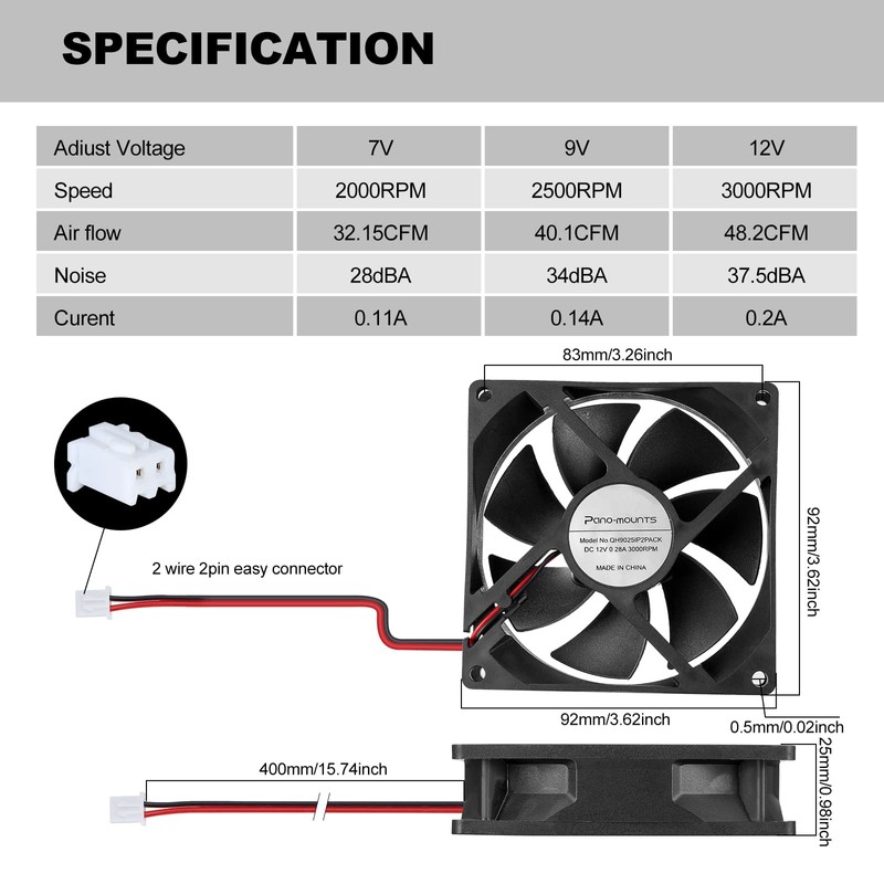 92mm 90mm 12V DC Moisture-Proof Fan High Airflow 12V 9025