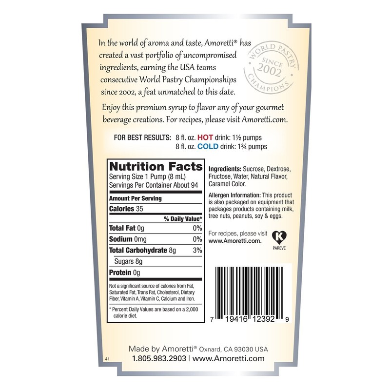 Amoretti Premium Syrup, Grand Orange, 25.4 Ounce