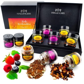 Hallingers Merry Christmas Orange Christmas - Christmas 5 Types Tea Gift Set with Box Vegan, Gift for Christmas in Screw Jars (Set) - Advent Calendar Novelties & Advent Calendar Bef