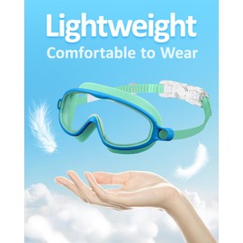 Hurdilen Kids Swim Goggles, Anti-fog, UV Protection and Wide View with Swim Cap for Age 3-15 Youth Boys Girls Toddler