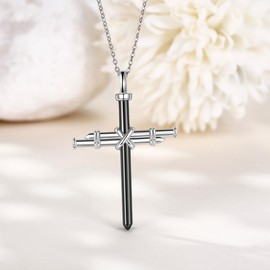 DAYLINLOVE Mens Cross Necklace 925 Sterling Silver Rope Wrap Nail Cross Pendant Christian Jewelry Gifts for Men Women