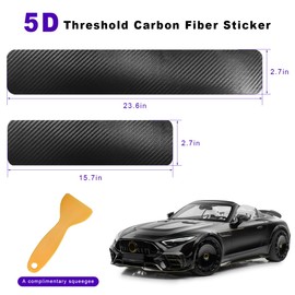 BWBWND 4 PCS Car Door Sill Protector, 5D Carbon Fiber Front/Rear Door Entry Guard Scuff Plate Trim, Anti-Scratch Threshold Cover Strip Paint Protection Sticker for Most Vehicles (Black)
