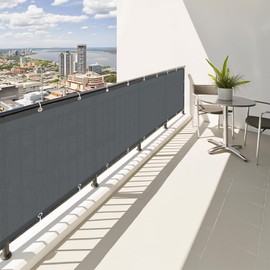 SUNNY GUARD Balcony Privacy Screen 90x300cm Fence Screen for Balcony and Patio Balcony Cover,UV protection windproof and waterproof,with Cable Ties,Dark Anthracite