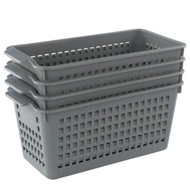 Doryh Plastic Baskets for Organizing, Grey, Set of 4