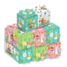 Easter Boxes - 12pcs Easter Treat Boxes,Happy Easter Gift Boxes Easter Sweet Boxes Easter Party Boxes for Easter Egg Hunts and Picnics Gift Paper Box Party Favours Goodies and Easter Boxes Empty