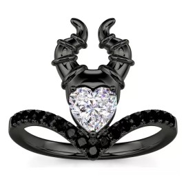 Dtup Anillo Malefica Elegante Oro Negro Corazon Gotico Dtup®
