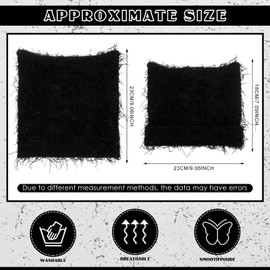 Chuarry 2 Pcs Distressed Knitted Cat Beanie Fuzzy Crochet Hat Y2k Hat Cat Ear Beanie Thick Winter Hats for Men Women Outdoor Red, Black