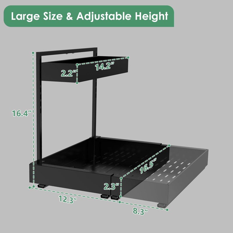 REALINN Expandable Under Sink Organizers and Storage, 2 Tier Under