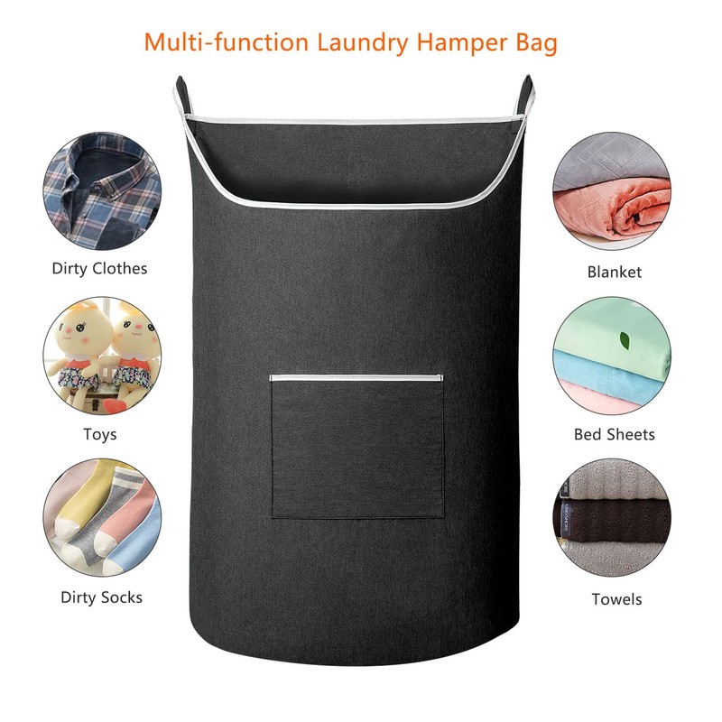 SAVERHO XL Hanging Laundry Hamper Bag, Black Door Hanging Hamper