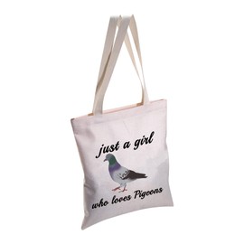 MBMSO Pigeon Tote Bag just a Girl who Loves Pigeons Gifts for Women Pigeon Lover Gift Shoulder Shopping Bag Bird Owner Gifts, Pigeons Tote Bag, One Size