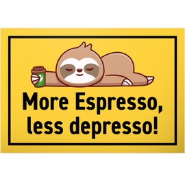 DankeDir! More Espresso Less Depresso - 30 x 20 cm Sign Funny Saying - Gift Idea Coffee Kitchen Decoration Gift Colleagues Friends - Coffee Birthday Gift Saying Sign