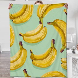 Banana Blankets Gifts for Adult Kids, Flannel Banana Throw Blanket, Birthday Gifts for Boys Girls, Banana Decor for Sofa Couch Bed Living Room Soft Warm Lightweight Cozy 60" x 50"