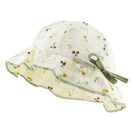 KeepSa 100% Cotton Sun Hat Baby Girls Boys Children Summer Children's Hat Fishing Hat with Wide Brim, cherry