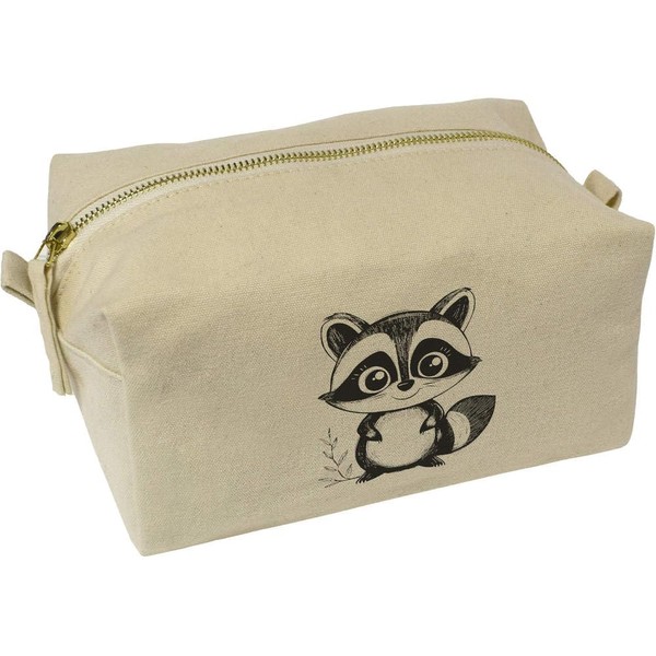 'Cute Raccoon Front View' Canvas Wash Bag/Makeup Case (CS00040505)