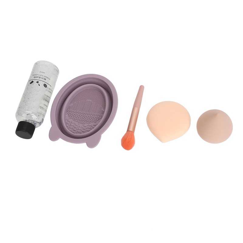 5pcs Makeup Brush Cleaning Solution Bowl Kit Residue Removal Powder