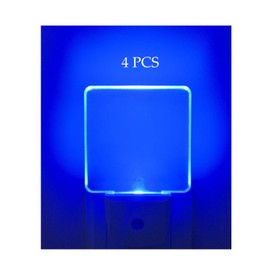 LED Night Light Plug in 4 Pack, Dusk to Dawn Photocell Sensor, Nightlights for Bedroom Bathroom Kitchen, Square Design Blue