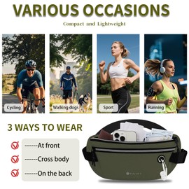 Slim Running Belt for Women Men Runners Fanny Packs with Phone Holder Hidden Pockets Exercise Waist Bags for Marathon Workout