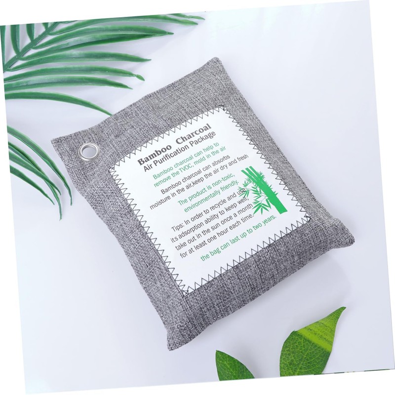 LALAFINA 4pcs Bamboo Charcoal Odor Absorber Air Purification Package Grey