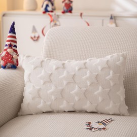 JXZYGMD 4th of July Pillow Covers 12x20 inch Set of 2 White Memorial Day Independence Day Pillow Cover Soft Plush Throw Pillows for Sofa Holiday Home Decor