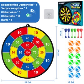 29 Inches Kids Dart Board Set,Double Sided Dart Board with 12 Sticky Balls,Indoor & Outdoor Party Games Toys Gifts for 3 4 5 6 7 8 9 10 11 12 Year Old Boys Girls and Adult