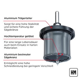 KWB Carbide Gritted Hole Saw 83 mm 499483 Case Cover Locating Plate and Pilot Drill)