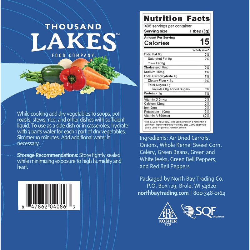 Thousand Lakes Dried Mixed Vegetables Select Soup Blend - Bulk