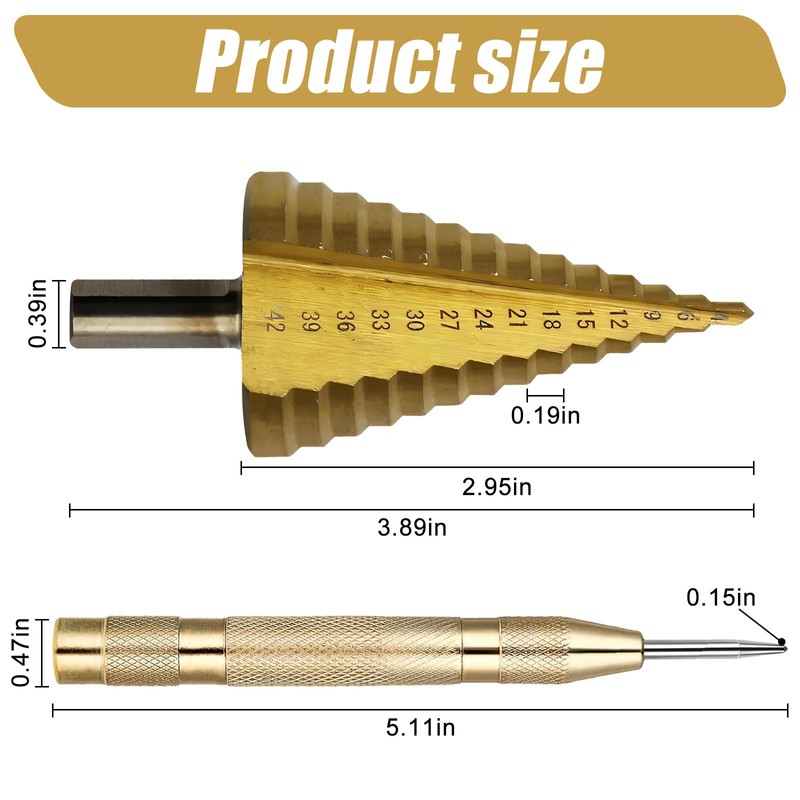 KRANX Step Drill Bits Set for Metal 2Pcs, Stappenboor, Stap