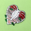 Anatomy Heart Shape Skeleton with Leaves Applique Embroidered Badge Iron