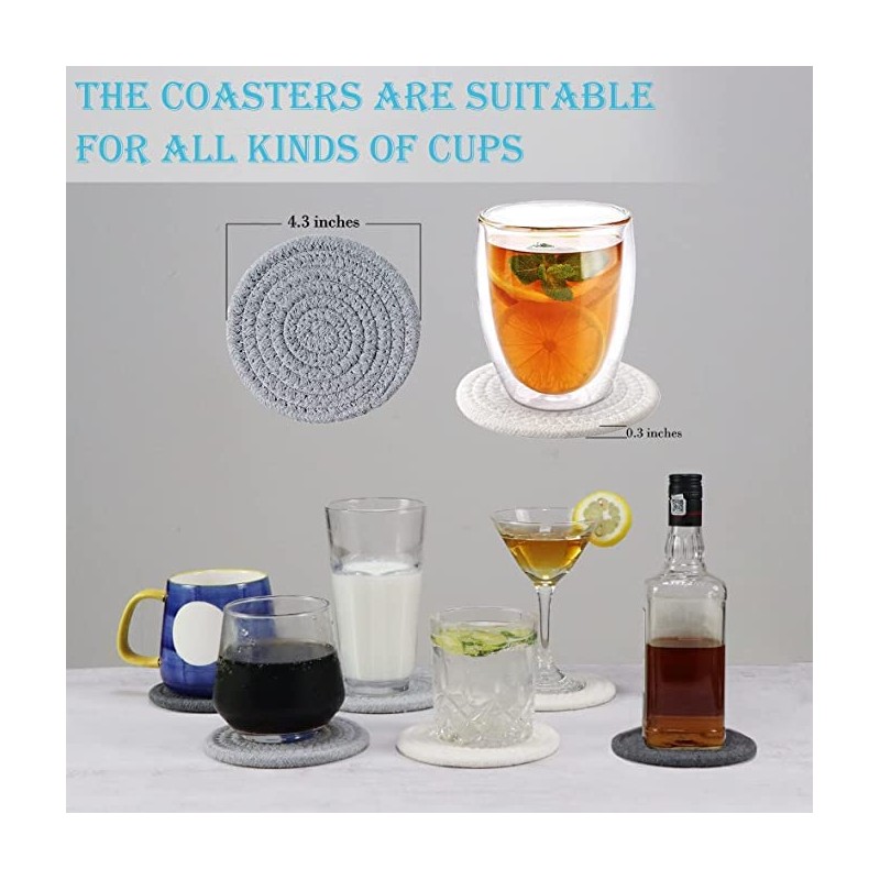 Absorbent Drink Coasters Handmade Braided Drink Coasters, Super Absorbent Heat-Resistant