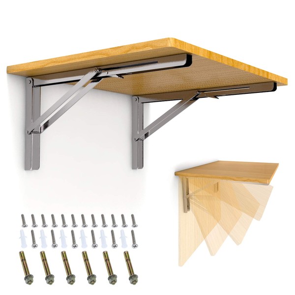Boeray 14" Folding Shelf Bracket 304 Stainless Steel Triangle Wall