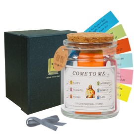 Bible Verse Jar, Color Coded Bible Verses in a Jar, Christian Gifts for Women,Easter Decorations, Mother's Day Gifts(Silver Gray)