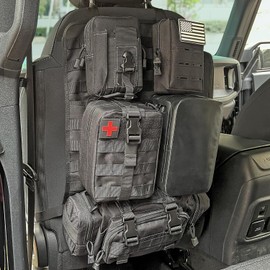 Z8 Tactical Seat Back Organizer, Universal Car Seat Back Cover with 5 Mole Bags in Different Sizes, Universal Fits All Vehicles