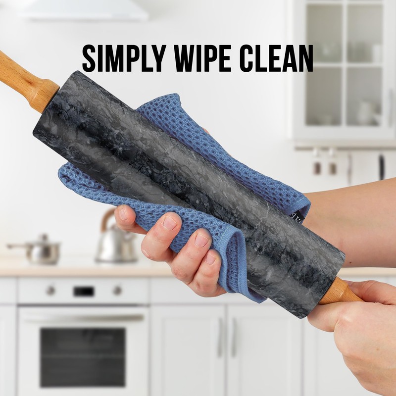 Zulay Kitchen 17-Inch Marble Rolling Pin With Stand - Polished