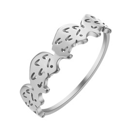 Dainty Lovely Hedgehog Finger Rings for Women Girls, Stainless Steel Animal Stacking Ring Family Jewelry Gift (silver)