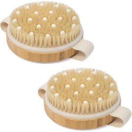 2 Pack Cepillo Corporal para Masaje con cerdas naturales exfoliantes para masaje,Dry Body Brush,Cepillos Corporales Exfoliantes,Cepillo para baño y exfoliación en piel seca o húmeda,Piel Suave,Natural