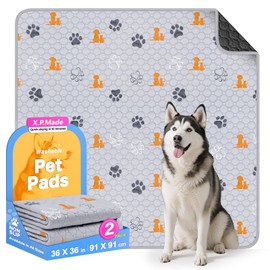 X.P.Made Washable Pee Pads for Dogs, 2 Pack Reusable Puppy Pads, Waterproof Pet Pee Pads for Dog Potty Training, Extra Large Dog Pee Pads for Crate, Playpen, and Whelping, Orange 36"x36"