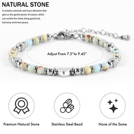 VIBILIA Beaded Bracelets for Women, Inspirational Heart Bracelets for Women, Natural Agalmatolite Love Bracelets, Unique Gifts for Mom, Daughter, Wife, Sister, Friend Birthday Mother's Day